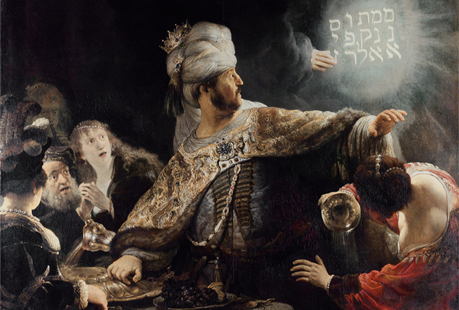 Belshazzar feast by Rembrandt