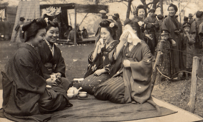 Festival in Japan Laughing Over Tea open air tea ceremony in Japan 1914 by Elstner Hilton