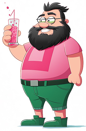 yonxy Fosters Home for Imaginary Friends a fat bearded man hol